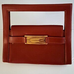 FIORI Genuine Brown Leather Handbag 10.5 x 9 x 2"